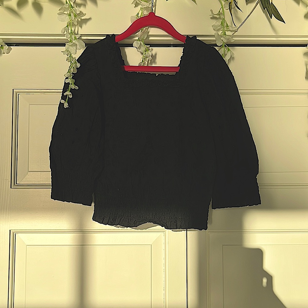 Coral Gardens, Scotch and Soda, floral eyelet, black shirt